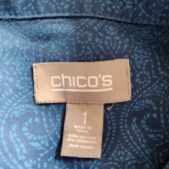 CHICO'S size1cotton/spandex blend jacket. Beautiful design in shades of … - Picture 3 of 4